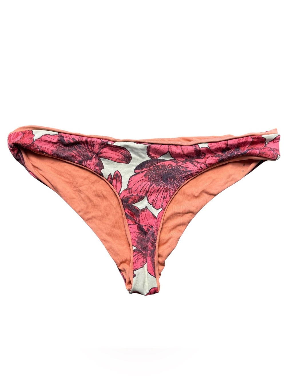 Maaji Floral Peach Reversible Bikini Bottoms Size M - Sunshine Swim